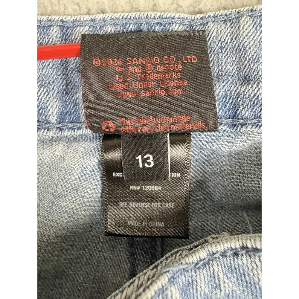 Hello Kitty Racing Team Jeans Women’s 13 Blue Wide Leg Baggy Tokyo Speed Check